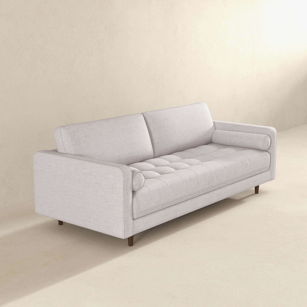 Anthony Light Grey Pillow Back Fabric Sofa Image.