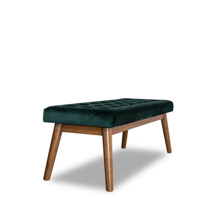 Delilah Modern Bench Green Velvet Image.