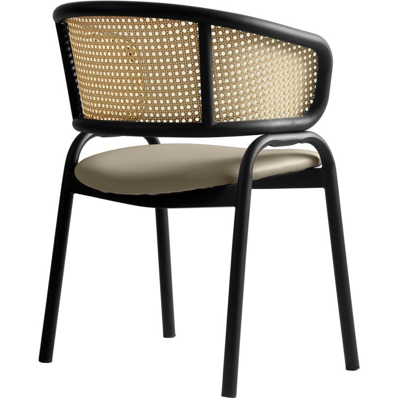 Ervilla Dining Chair Taupe Leather Back View.