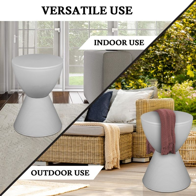 LeisureMod Modern Round Boyd Side Table Light Grey Versatile Use.