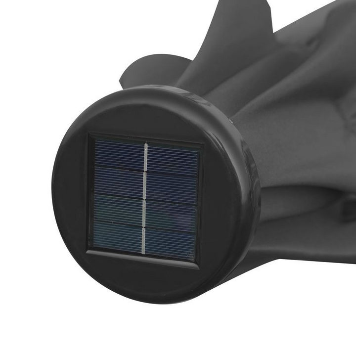 LeisureMod Sierra Outdoor Patio Umbrella with Base in Gray Solar Device.