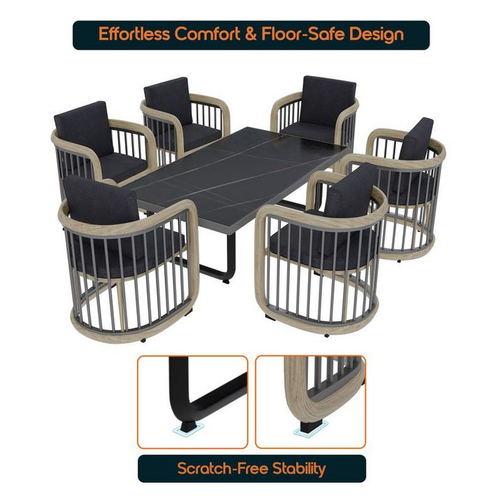 Dining table set with chairs featuring scratch-free stability and floor-safe design.