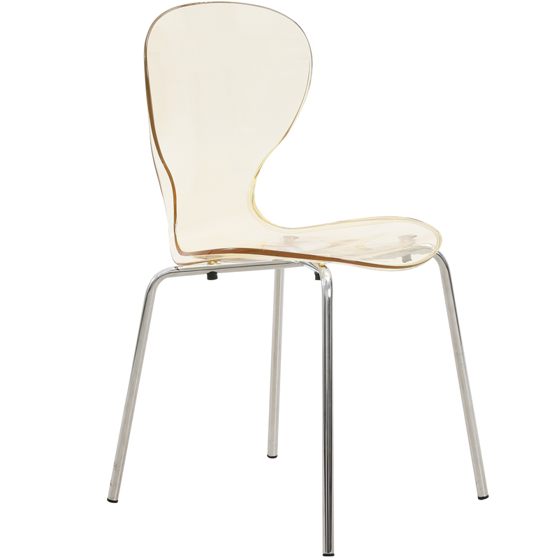 LeisureMod Modern Oyster Transparent Side Chair Amber