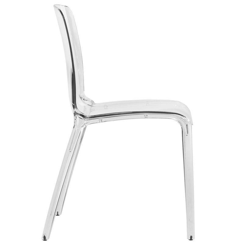 LeisureMod Murray Modern Dining Chair Clear Side View.