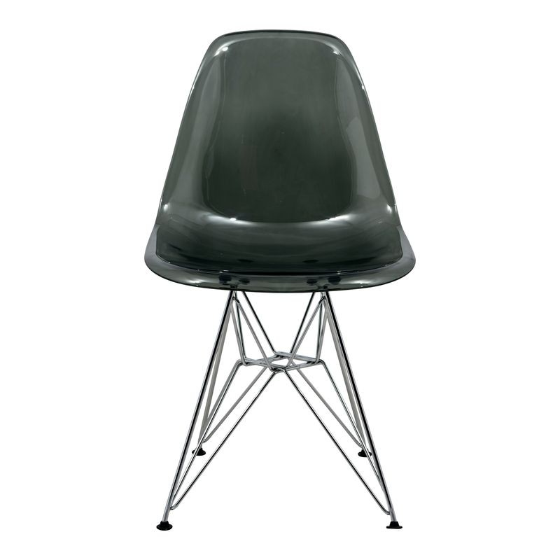 LeisureMod Cresco Molded Eiffel Side Chair Transparent Black Front View.