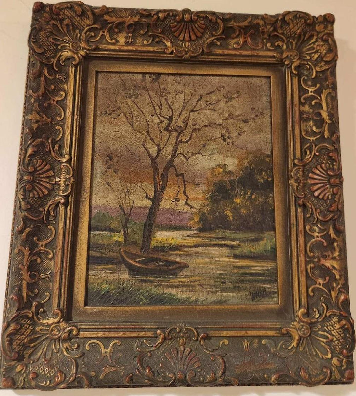 Antique Oil Painting Signed Front