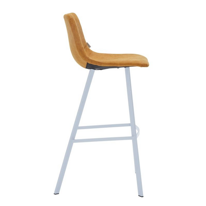 Elland Bar Stool Light Brown with White Base Side View.