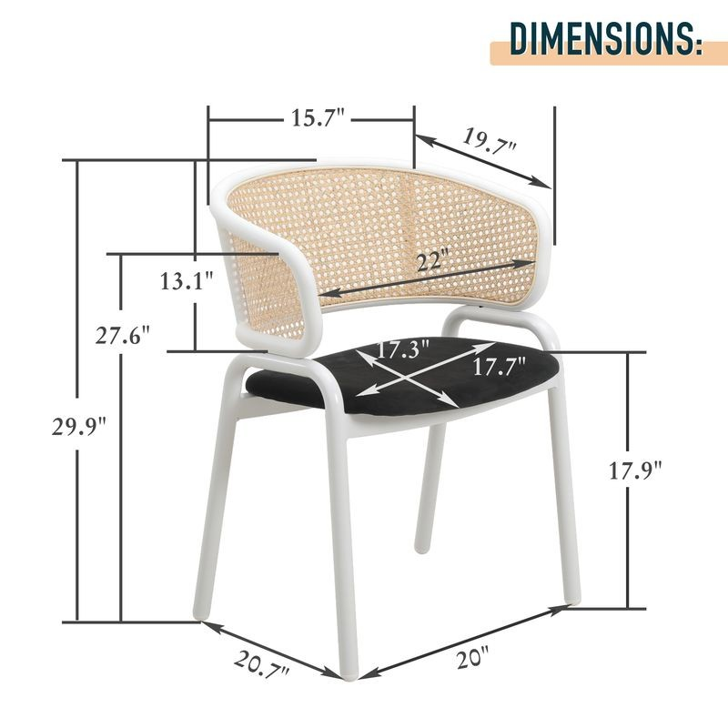 Chair with dimensions labeled on a white background.