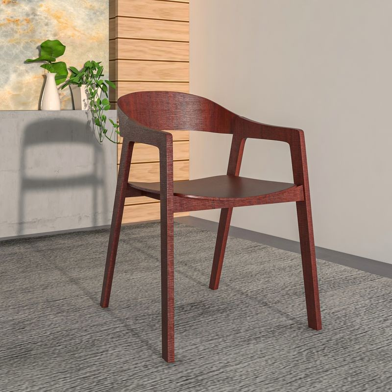 LeisureMod Rivo Collection Elegant Dining Chair in Dark Brown Wood with Background.