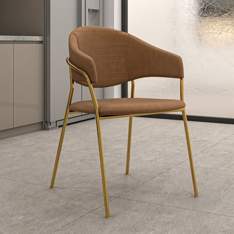 LeisureMod Bella Collection Modern Dining Chair in Brown with Background.