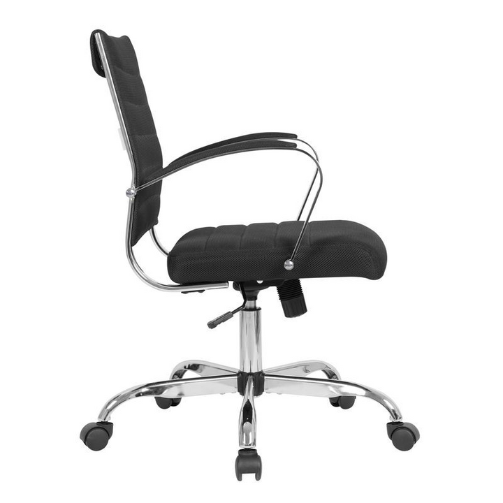 LeisureMod Benmar Home Mesh Office Chair in Black Side View.