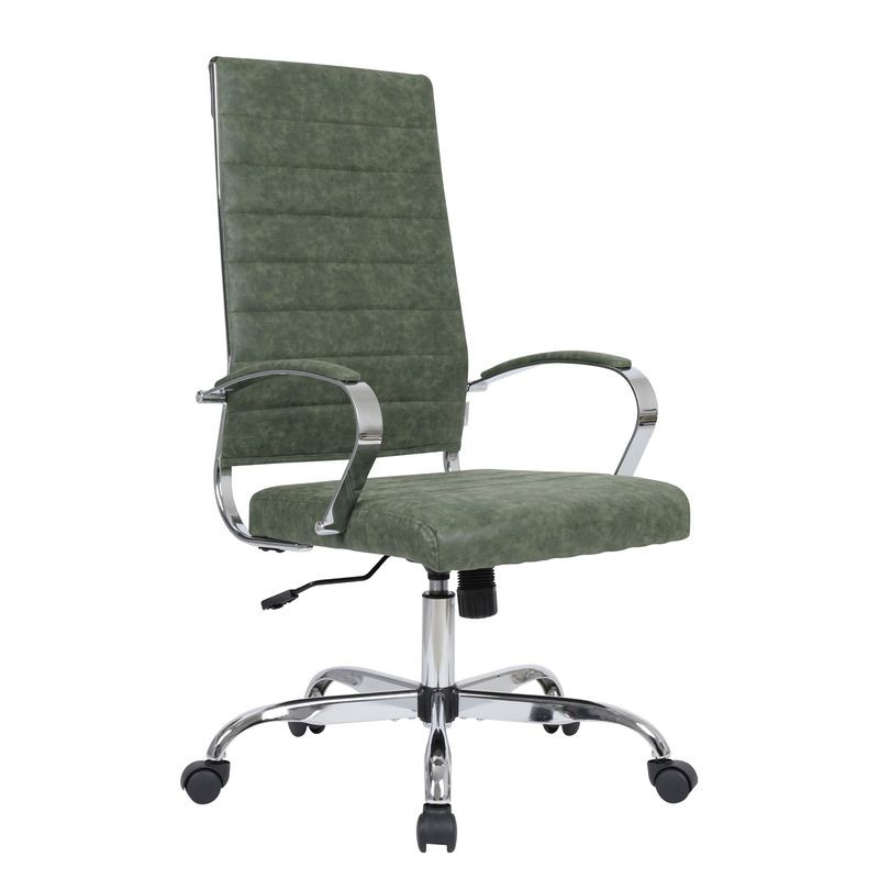 LeisureMod Benmar High-Back Leather Office Chair Green