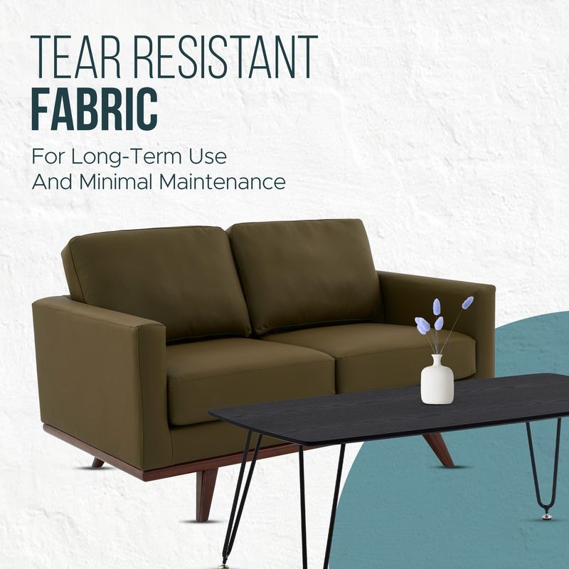 LeisureMod Chester Modern Faux Leather Loveseat Chair in Green Leather Tear Resistant.