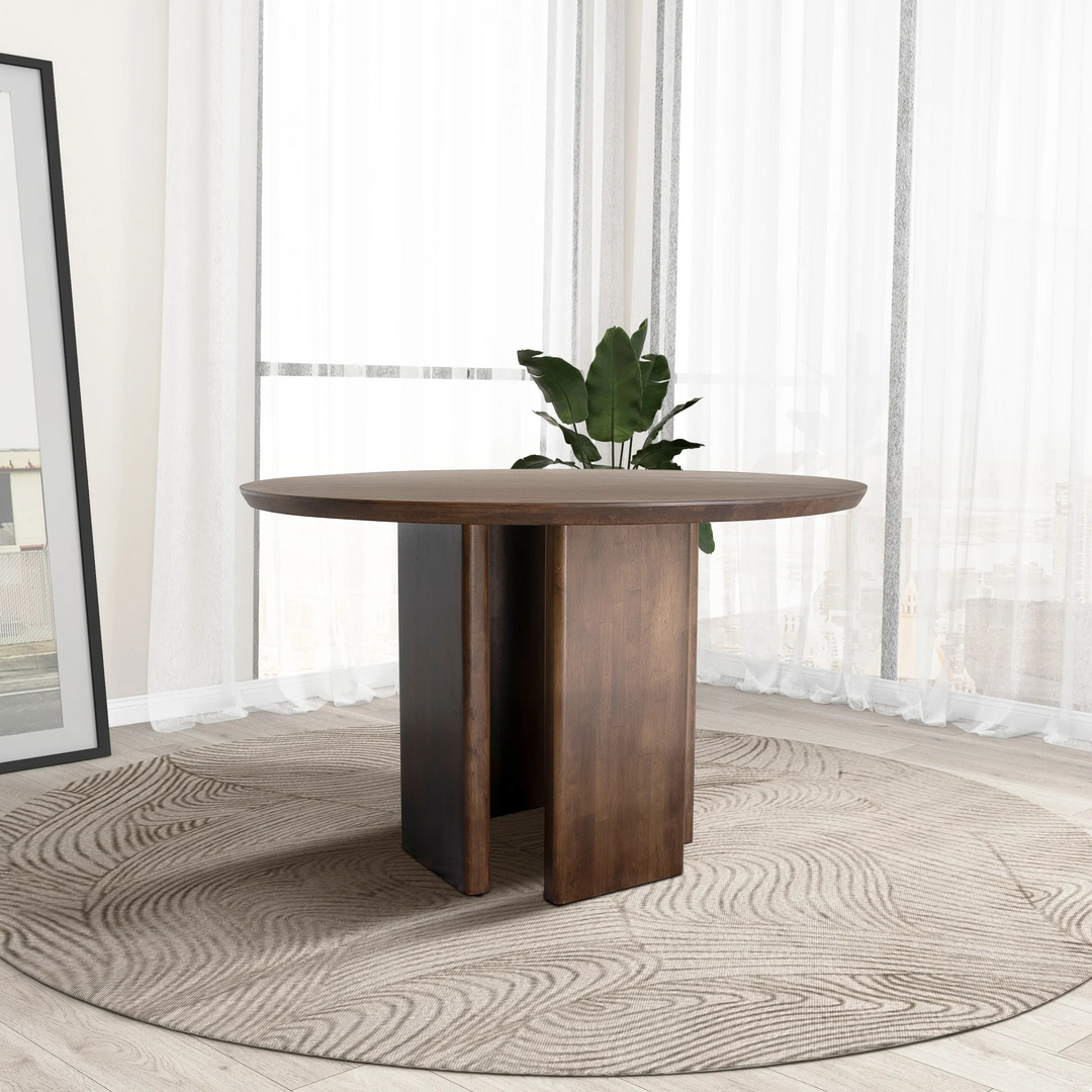 Alden Round Walnut Dining Table Photo.