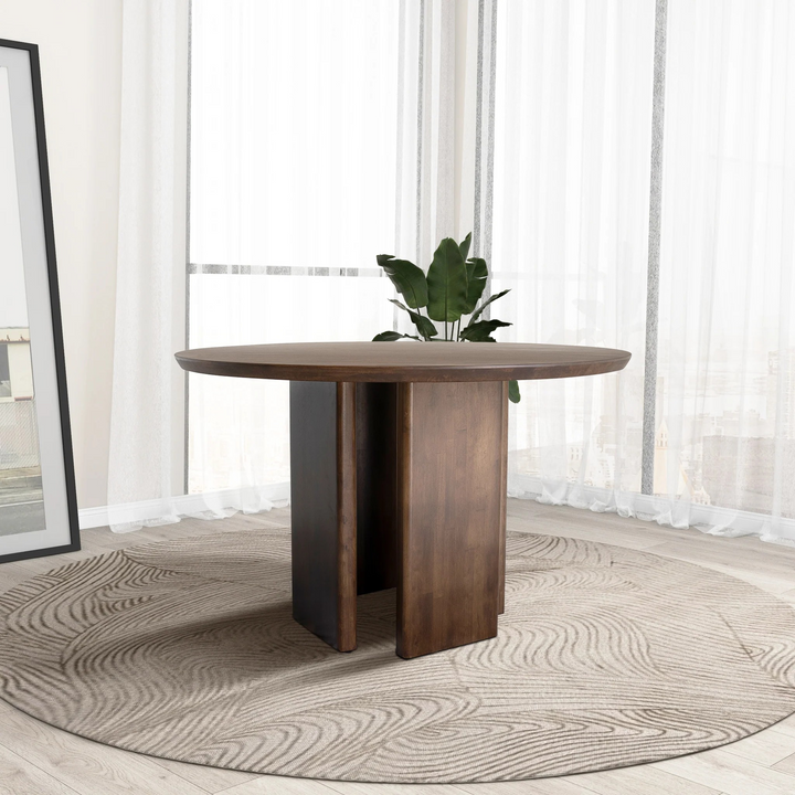 Alden Round Walnut Dining Table Photo.