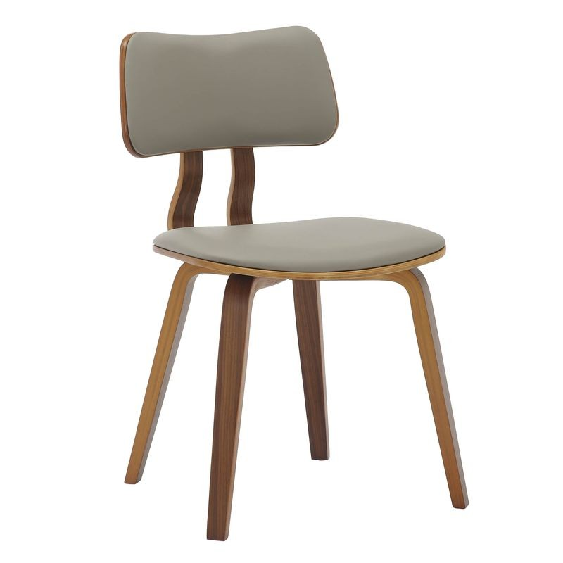 Modern Wooden Dining Chair with Walnut Color Frame in Light Grey in the Clivo Collection