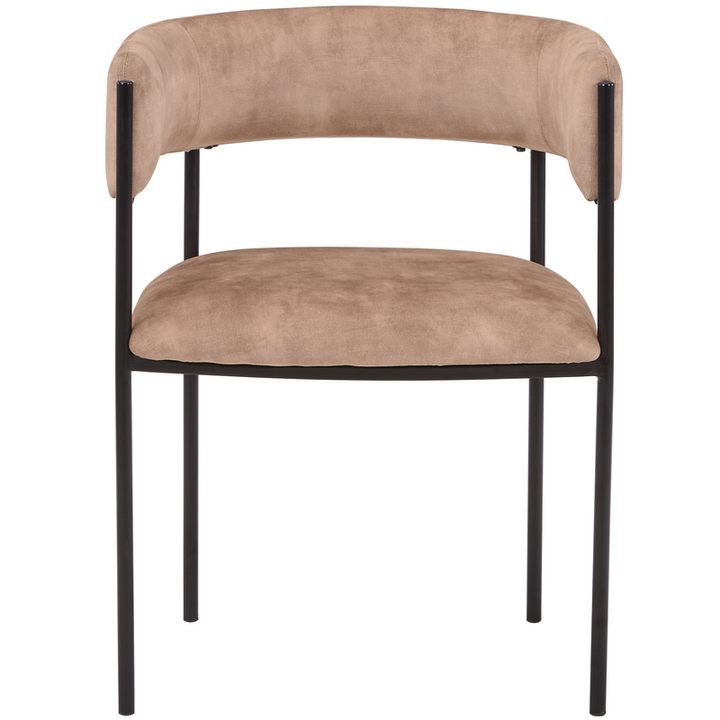 LeisureMod Cyril Collection Modern Chair in Light Brown Velvet Front View.