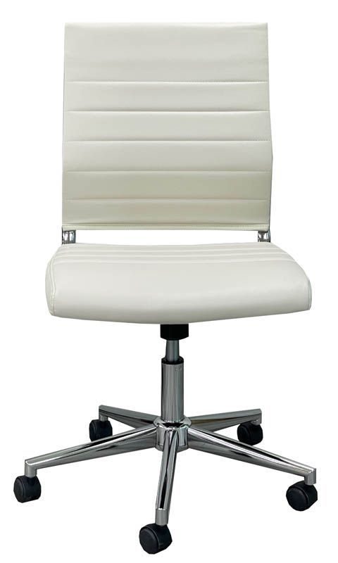 Padded Modern Classic Armless Cream Leather Mid Back Chair Front