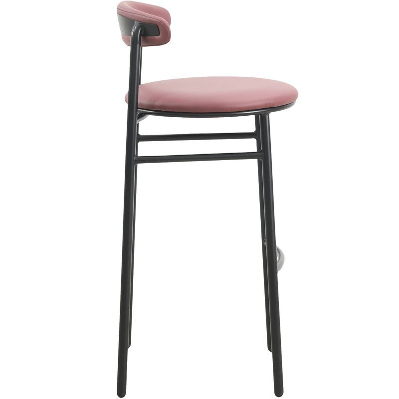 LeisureMod Lume Collection Modern Bar Stool in Burgundy Side View.