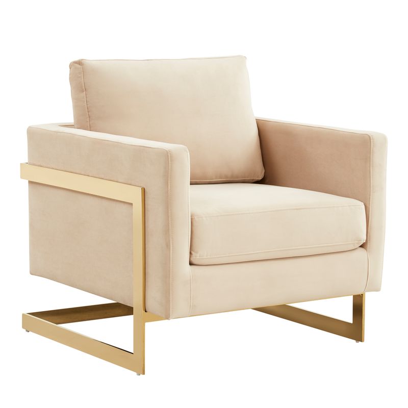 Lincoln Velvet Accent Armchair with Gold Frame.