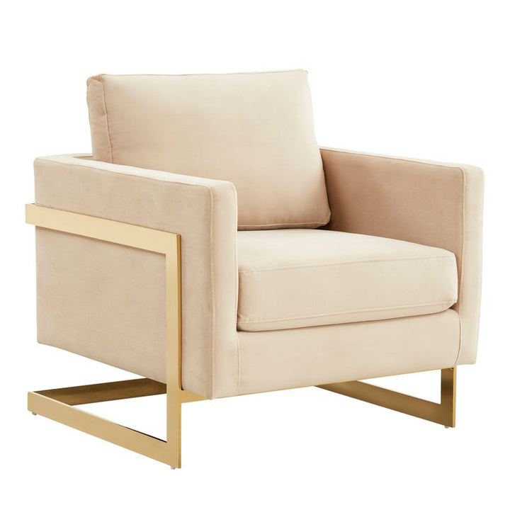 Lincoln Velvet Accent Armchair with Gold Frame.