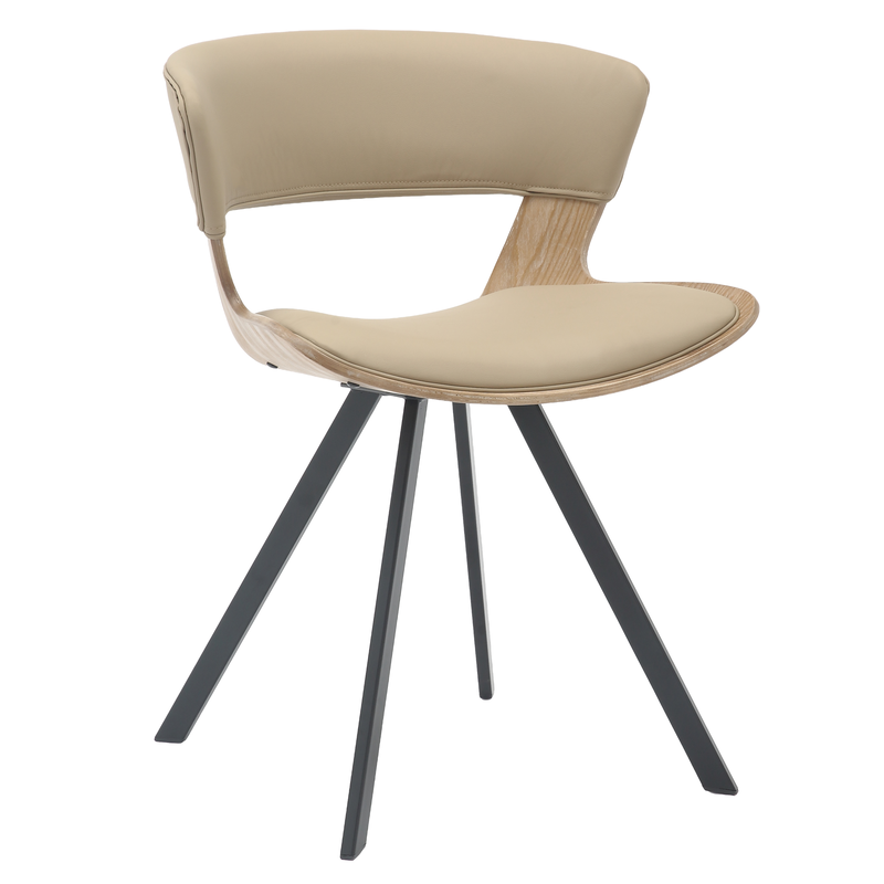 LeisureMod Wooden Dining Chair Modern style Nymia Collection Washed Walnut in Taupe