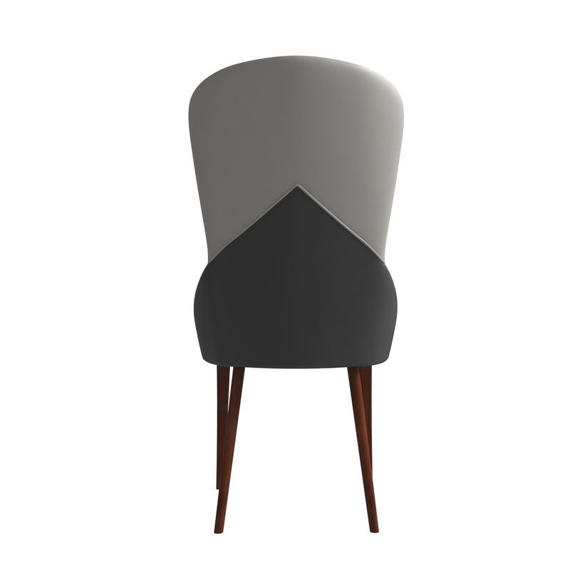 LeisureMod Havana Collection Modern Wooden Dining Chair in Grey Back Photo.
