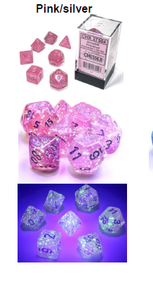 Borealis Pink/silver 7-Dice / 16mm / 12mm / 30mm Luminary