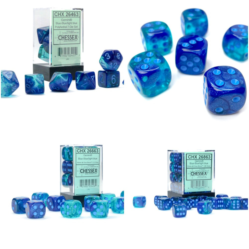Gemini® Polyhedral Blue-Blue/light blue Luminary™ 7-Die Set  / 16mm / 12mm