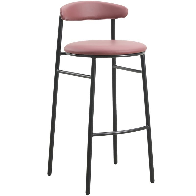 LeisureMod Lume Collection Modern Bar Stool in Burgundy