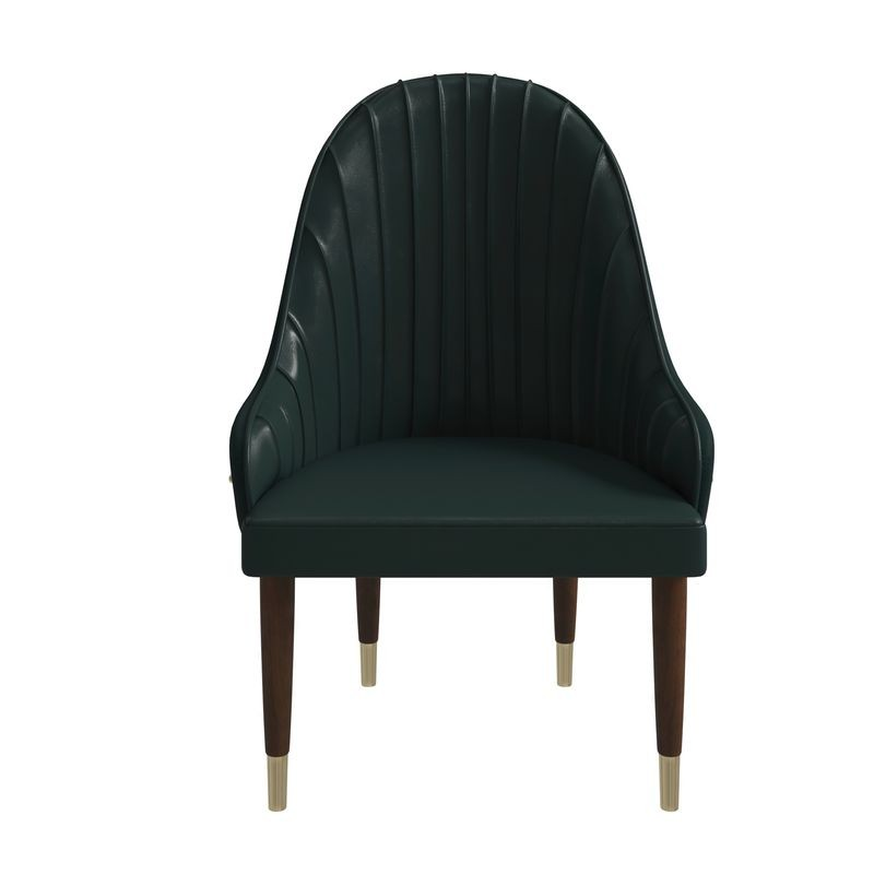 Leisuremod Elara Collection Wooden Dining Chair in Two-Tone Green Front View.