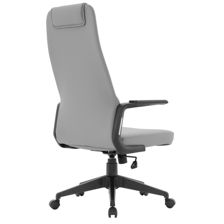 LeisureMod Nexa Collection Modern Office Chair in Grey Back View.