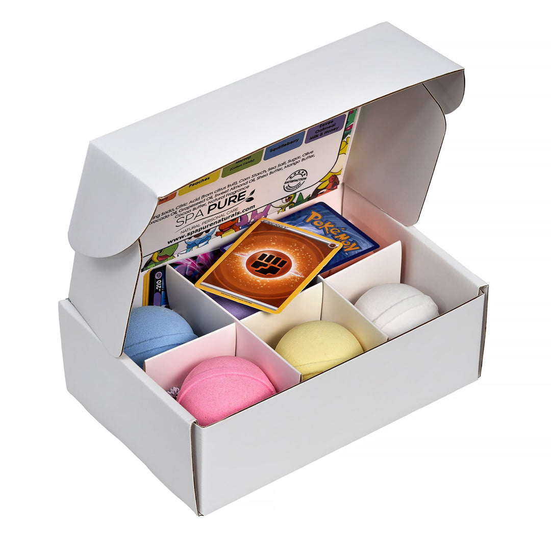 Bath Bombs for Kids: With Toys Inside, Pokémon-Inspired, Moisturizing, Natural, Large Colorful Bath Bombs (6 Count) Pack of 1