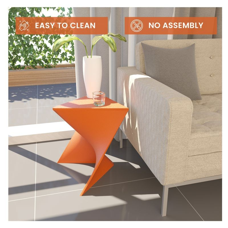 LeisureMod Randolph Modern Side Table Set of 2 Orange by Couch.