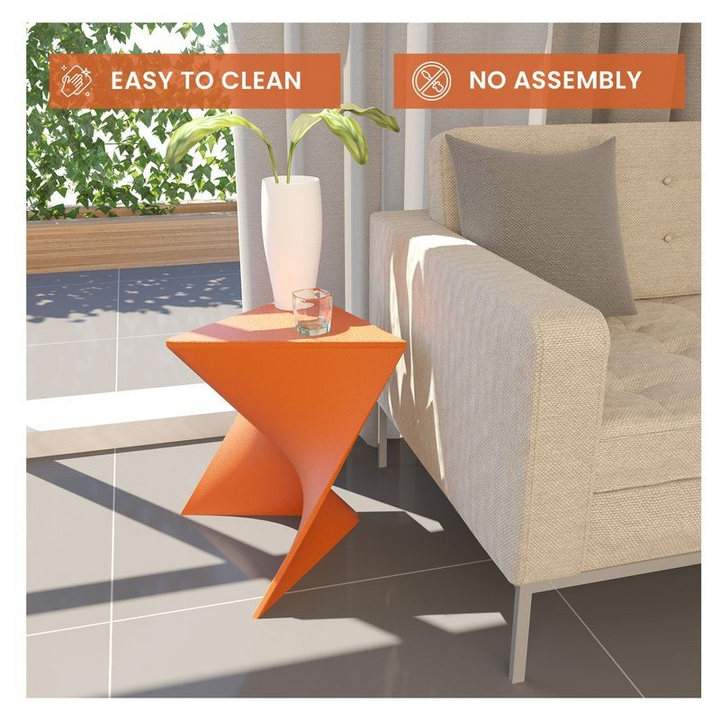 LeisureMod Randolph Modern Side Table Set of 2 Orange by Couch.