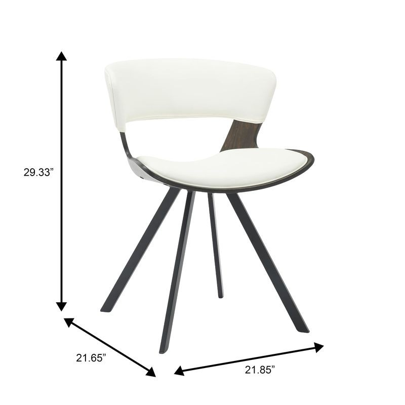 LeisureMod 5-Piece Dining Set with Square Wooden Table in Natural Wood and 4 Leather Dining Chairs in Dark Walnut/White Chair Dimensions.