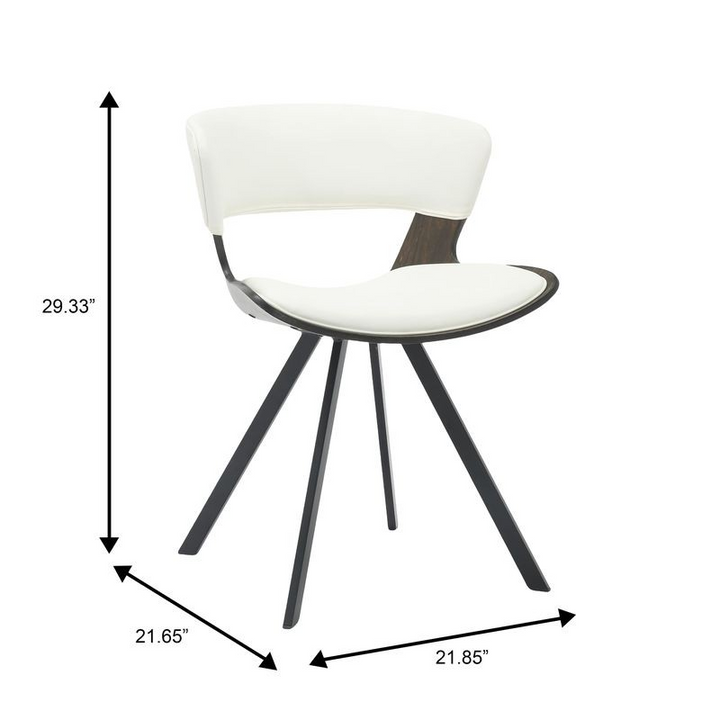 LeisureMod 5-Piece Dining Set with Square Wooden Table in Natural Wood and 4 Leather Dining Chairs in Dark Walnut/White Chair Dimensions.