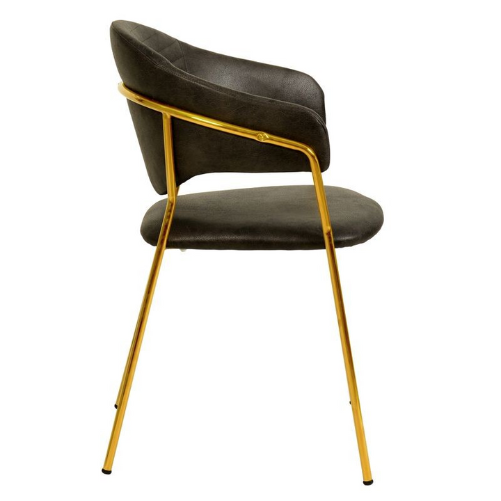 LeisureMod Bella Collection Modern Dining Chair in Charcoal Side View.