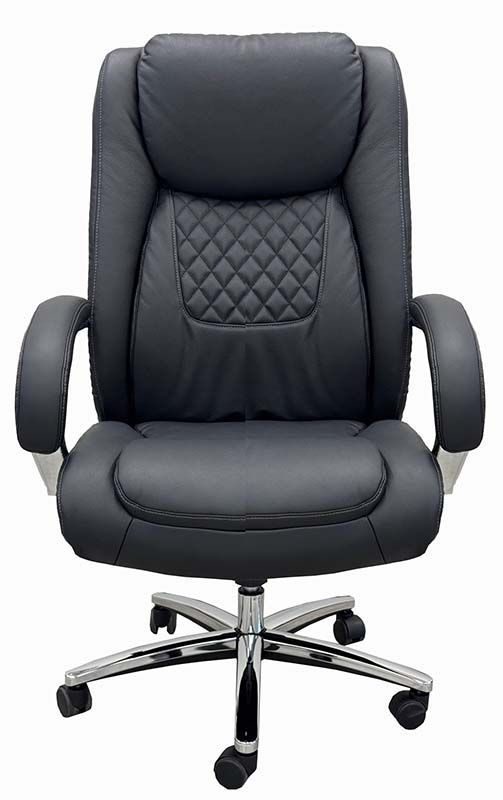 Premier Cowhide Black Leather Executive Chair with 400 lbs. Capacity Front