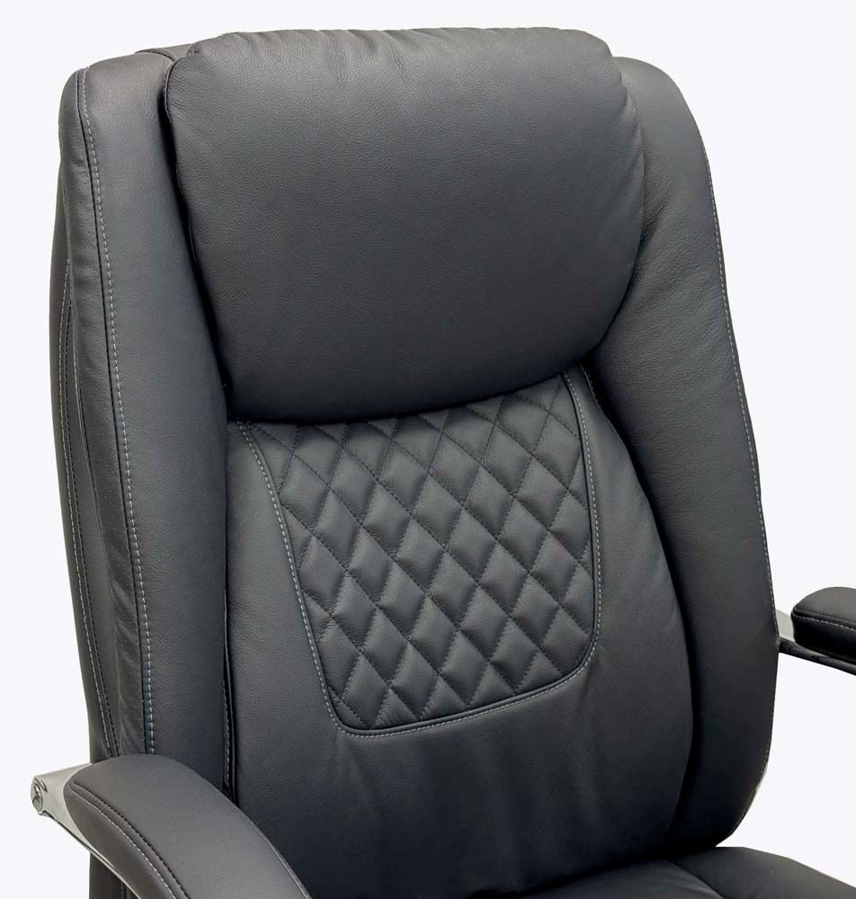 Premier Cowhide Black Leather Executive Chair with 400 lbs. Capacity Backrest