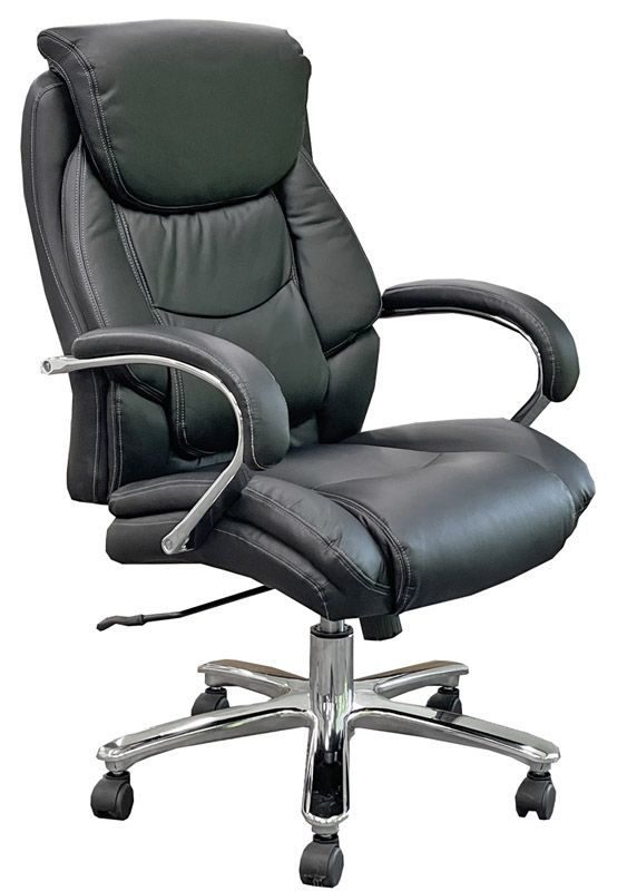 Professional 500 lbs. Capacity Black Leather Desk & Conference Chair w/ 24"W Seat