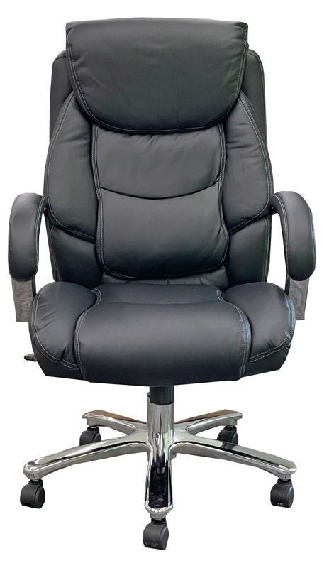 Professional 500 lbs. Capacity Black Leather Desk & Conference Chair w/ 24"W Seat Front