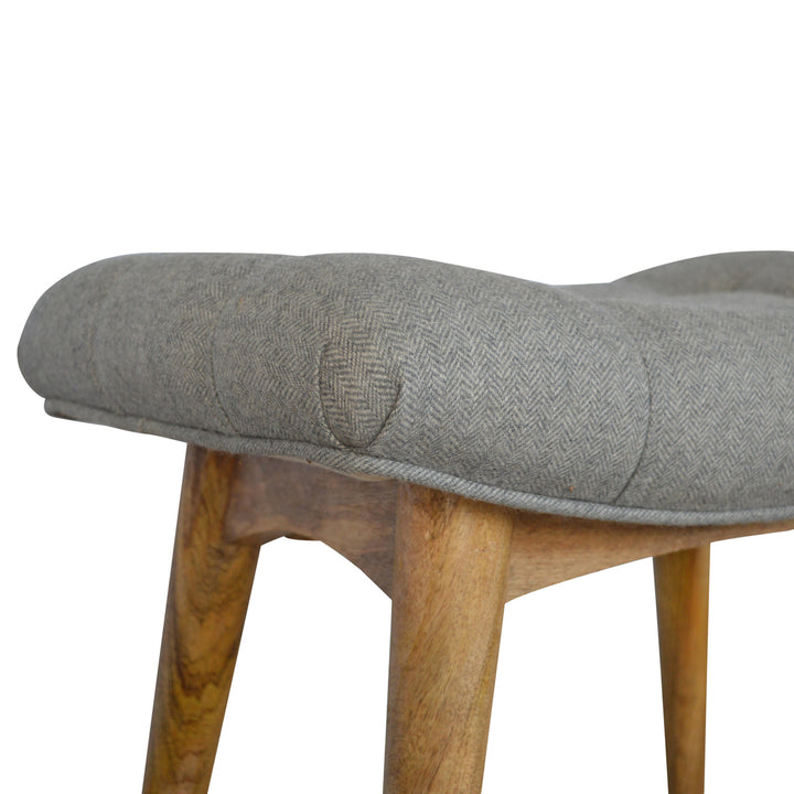 Curved Grey Tweed Bench Photo 7