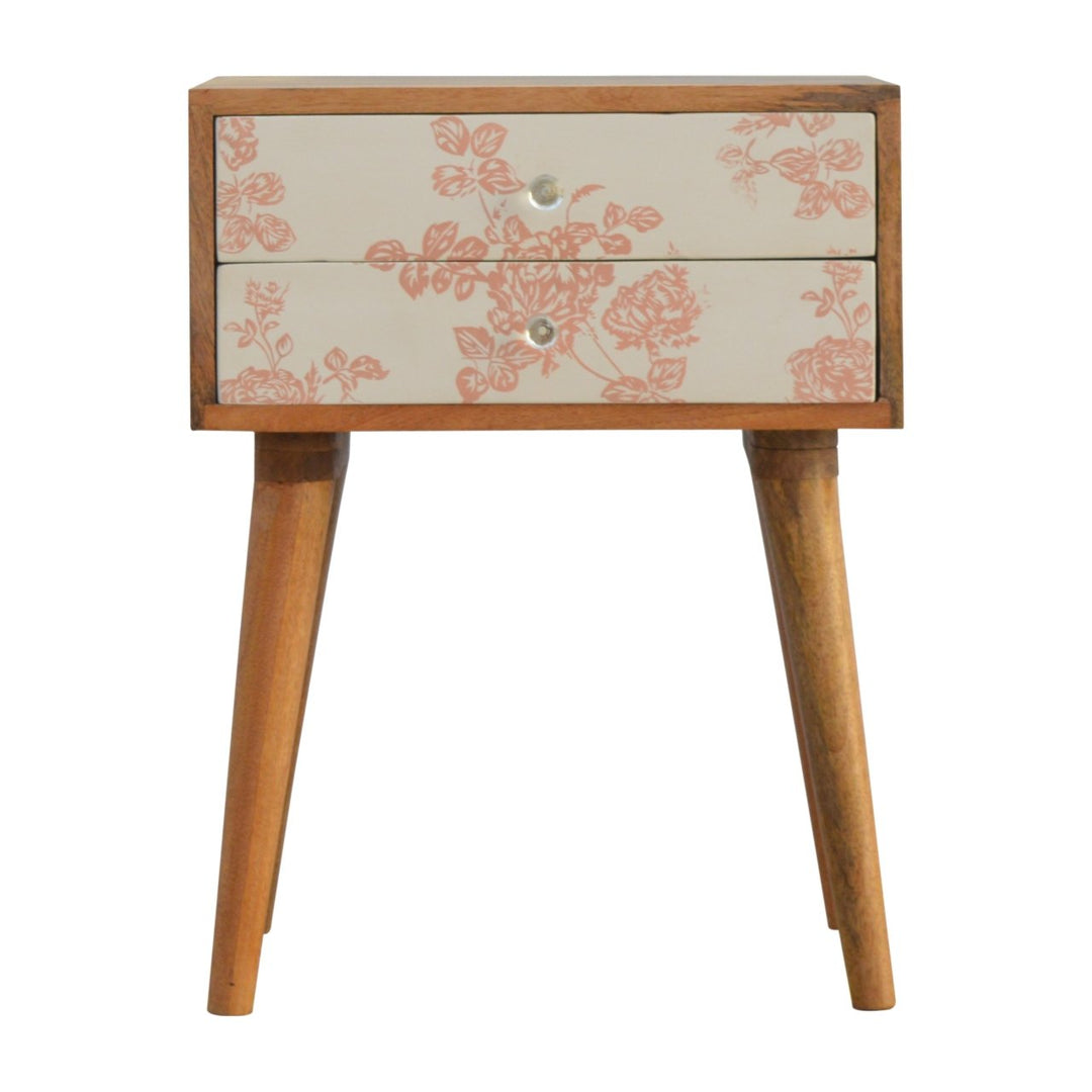 Pink Floral Screen Printed Nightstand