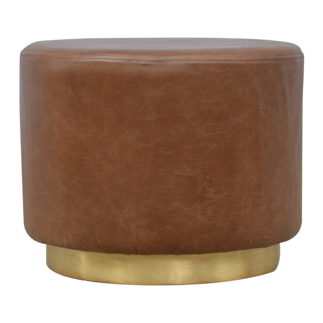 Buffalo Footstool with Gold Base