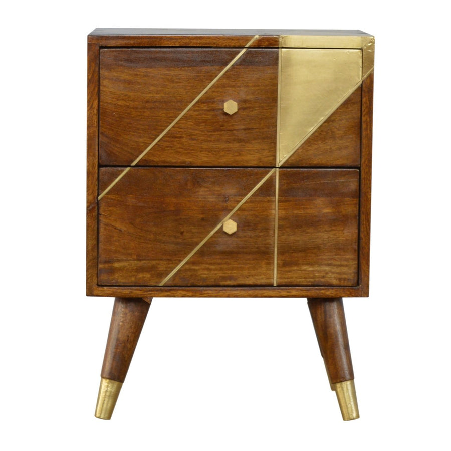 Gold Geometric Chestnut Nightstand