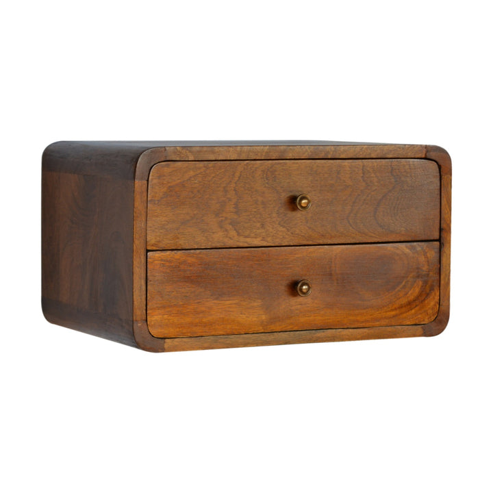 Floating Curved Chestnut Nightstand Photo 2