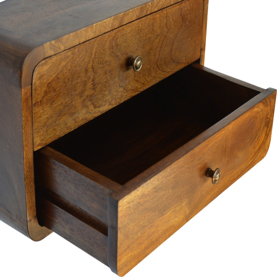 Floating Curved Chestnut Nightstand Photo 5