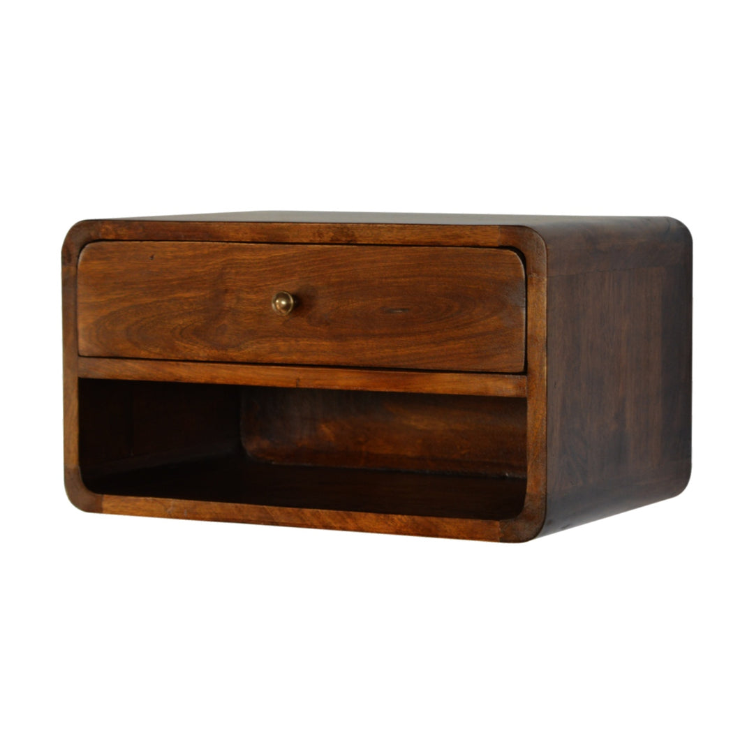 Chestnut Curve Floating Nightstand Photo 2