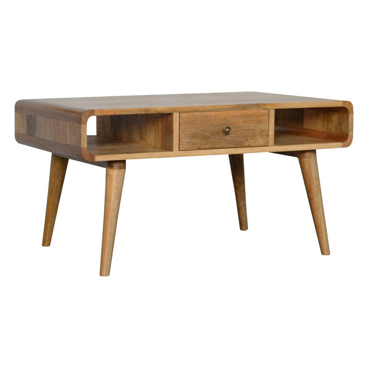 Curved Oak-ish Coffee Table Photo 3